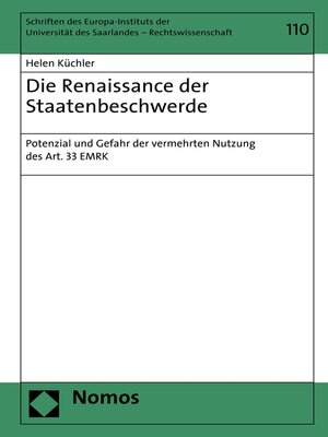 cover image of Die Renaissance der Staatenbeschwerde